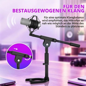 Stolný mikrofónový stojan s odpruženým držiakom - výškovo nastaviteľný 28-40 cm, otočný o 180 ° sa