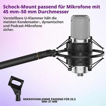 Stolný mikrofónový stojan s odpruženým držiakom - výškovo nastaviteľný 28-40 cm, otočný o 180 ° sa