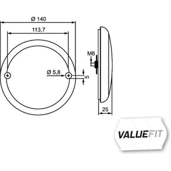 HELLA VALUEFIT 2NE 357 026-031 Zadné hmlové svetlo - LED - 24/12V - Zapustené Farba šošovky: červená