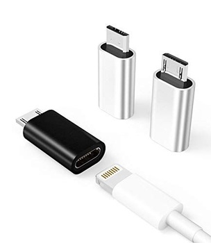 Balenie 3 kusov, adaptér Micro-USB na Lightning, Lightning samica na Micro-USB samec, nabíjací