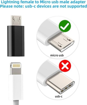 Balenie 3 kusov, adaptér Micro-USB na Lightning, Lightning samica na Micro-USB samec, nabíjací