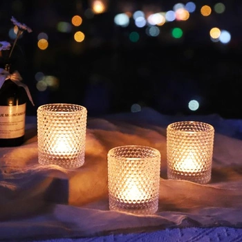 Sklenené sviečky na čajové sviečky Bubbles, sada 12 kusov,…