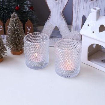 Sklenené sviečky na čajové sviečky Bubbles, sada 12 kusov, číre poháre na čajové sviečky na svadby,