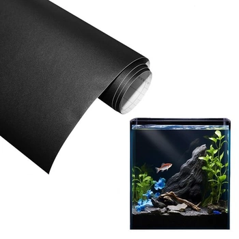 Statické priľnavé akvarijné pozadie čierne, 30 x 200 cm akvarijné fólie na zadný panel, akvarijné