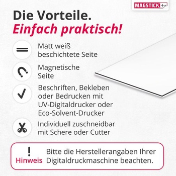 Magnetické archy Magstick DIN A4 s bílým povrchem, samolepicí - mag113