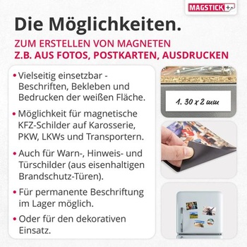 Magnetické archy Magstick DIN A4 s bílým povrchem, samolepicí - mag113