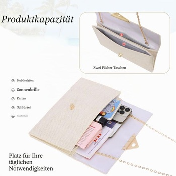Dámska slamená kabelka EVEOUT s odnímateľnou retiazkou cez rameno, letná rafiová crossbody kabelka,