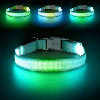 LED obojok pre psov, svietiaci obojok s RGB svetelným režimom Macaron, dobíjací USB-C, vodotesný,