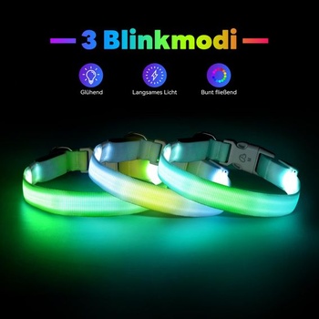 LED obojok pre psov, svietiaci obojok s RGB svetelným režimom Macaron, dobíjací USB-C, vodotesný,