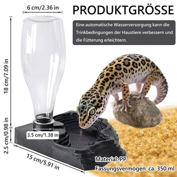 Automatický dávkovač vody pre plazy, čierny