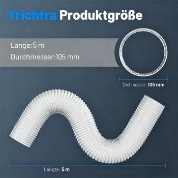 Odvodná hadica 100 mm, 5 m 4vrstvová PVC-hliníková ventilačná hadica biela 100 mm x 5 m