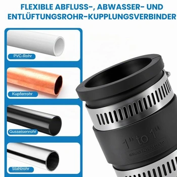 2 kusy Flexibilná objímka / spojka potrubia Ø 32 mm | Rozsah upínania 27-34 mm | Pre plast, meď a