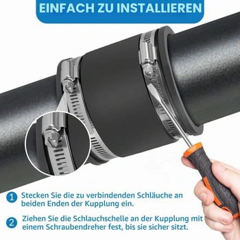 2 kusy Flexibilná objímka / spojka potrubia Ø 32 mm | Rozsah upínania 27-34 mm | Pre plast, meď a