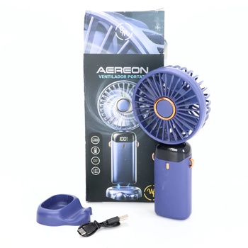 Prenosný ručný ventilátor, 5 rýchlostí, dobíjací cez USB, napájaný z batérie, skladací stolný