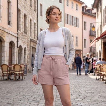 Dámske ľahké letné kraťasy so sťahovacou šnúrkou, voľnočasové letné kraťasy, ľanové kraťasy, veľkosť