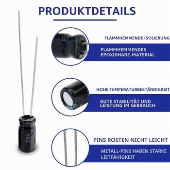50 ks elektrolytických kondenzátorov 10uF 25V hliníkových radiálnych elektrolytických kondenzátorov