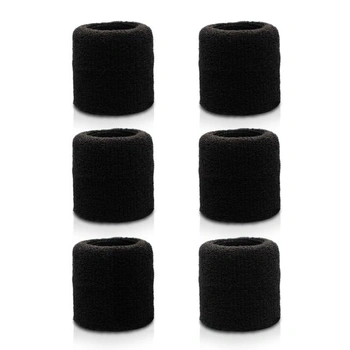 Potítko Power Sweatband - 6 čiernych bavlnených náramkov,…
