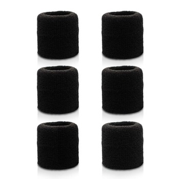Potítko Power Sweatband - 6 čiernych bavlnených náramkov, fitness potítko absorbujúce pot pre mužov aj