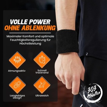 Potítko Power Sweatband - 6 čiernych bavlnených náramkov, fitness potítko absorbujúce pot pre mužov aj