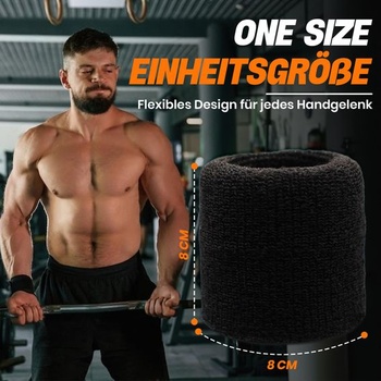 Potítko Power Sweatband - 6 čiernych bavlnených náramkov, fitness potítko absorbujúce pot pre mužov aj