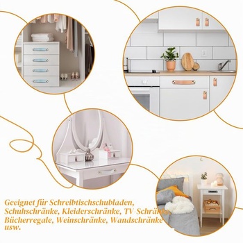 4 kožené úchytky na nábytek, béžové úchytky na skříňky, úchytky na zásuvky, moderní úchytky na