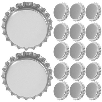 TEHAUX 100 kusov plochých zátok na fľaše, strieborné, 31 mm, zátka na fľaše pre domácich majstrov, remeslá,