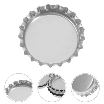 TEHAUX 100 kusov plochých zátok na fľaše, strieborné, 31 mm, zátka na fľaše pre domácich majstrov, remeslá,