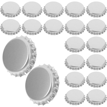 TEHAUX 100 kusov plochých zátok na fľaše, strieborné, 31 mm, zátka na fľaše pre domácich majstrov, remeslá,