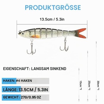 Rybárske nástrahy Vicloon Crankbait, 3 kusy, viacdielne rybárske nástrahy, 3D umelé woblery,