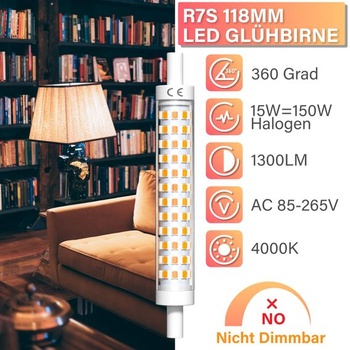 LED žiarovka DoRight R7s 15W, 118mm, prírodná biela 4000K, ekvivalent 150W halogénové žiarovky, LED
