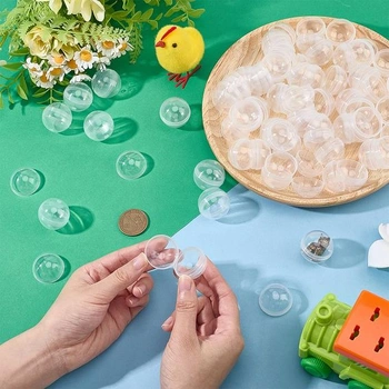 OLYCRAFT 200dílná sada kapslí do automatu 28 mm, průhledné prázdné kulaté plastové kapsle, kuličky