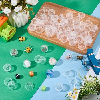 OLYCRAFT 200dílná sada kapslí do automatu 28 mm, průhledné prázdné kulaté plastové kapsle, kuličky