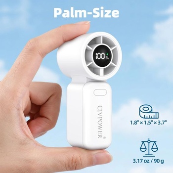 Prenosný mini ručný ventilátor: Osobný cestovný USB ventilátor so 100-stupňovým turbo chladením,