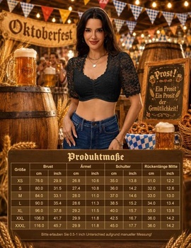 Dámska blúzka Hotouch Dirndl s čipkou a nafúknutými rukávmi, tradičná blúzka, blúzky Dirndl,