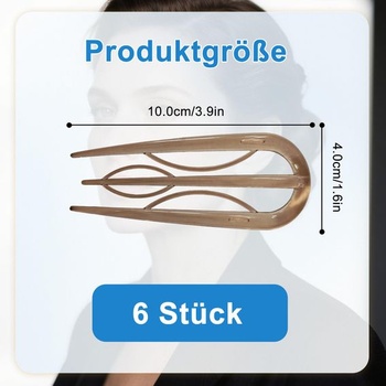 Sponky do vlasov, 6 kusov, sponky do vlasov v tvare U s tromi hrotmi na účesy