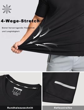 Pánské sportovní tričko MAGCOMSEN s krátkým rukávem, UV ochrana, funkční tričko, UPF 50+, prodyšné,