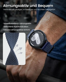 XMUXI 20mm nylonový řemínek kompatibilní s Samsung Galaxy 7/6/5/4 40mm 44mm/Galaxy 6 Classic/5