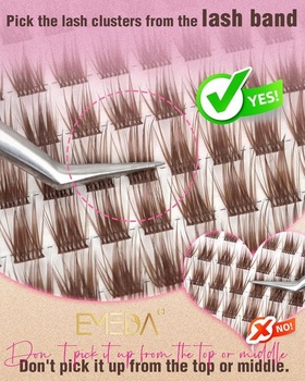 EMEDA Hnědé shluky řas Přírodní jednotlivé řasy Jemné DIY prodloužení řas D Curl řasy s tenkým