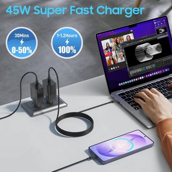 45W USB-C nabíjecí kabel pro rychlé nabíjení pro Samsung, napájecí adaptér typu C pro Samsung