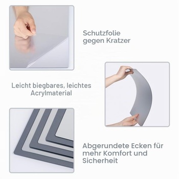 Zrcátko Hode Adhesive Mirror, samolepicí zrcátko k nalepení, akryl, tloušťka 2 mm, 40x30 cm, 4 kusy