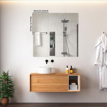Zrcátko Hode Adhesive Mirror, samolepicí zrcátko k nalepení, akryl, tloušťka 2 mm, 40x30 cm, 4 kusy