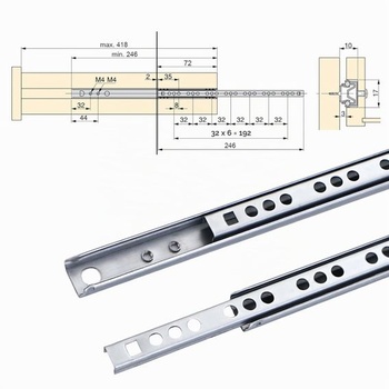 2 kovové výsuvy do zásuviek - drážka 17 mm, koľajnice pre zásuvky, čiastočný výsuv, valčekové výsuvy,