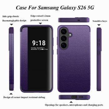 Ochranné puzdro S26 pre Samsung S26, Flipové puzdro, Priehľadné, Tenké, Priehľadné, Flipové puzdro