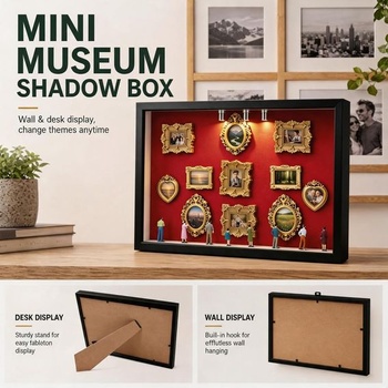 CEWROM DIY Mini múzejná siluetová krabica, sada na vystavenie fotografií s 8 mini zlatými rámčekmi a