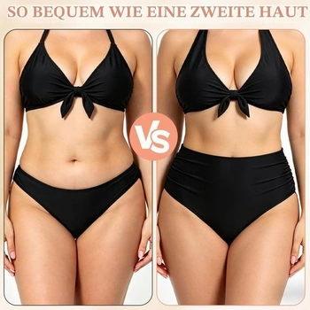 Dámske bikiny Vicloon s vysokým pásom, skladané bikiny s vysokým pásom pre ženy, klasické čierne