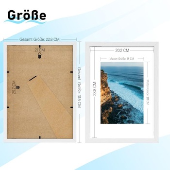 4 obrazové rámy A4-21 x 29,7 cm, DIN A4 obrazové rámy bílé 4x A4