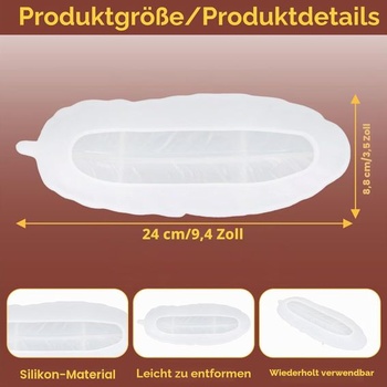 Formy z epoxidovej živice, forma na tácku v tvare peria, epoxidová forma na výrobu šperkov, 8,8 x