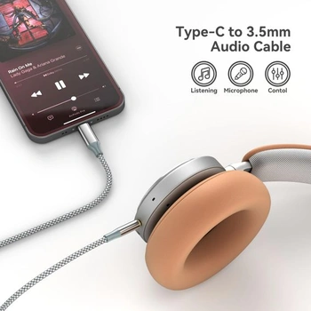 Kabel Henrety USB-C na 3,5mm AUX, adaptér z USB-C na samec, stereo prodlužovací kabel pro iPhone 16