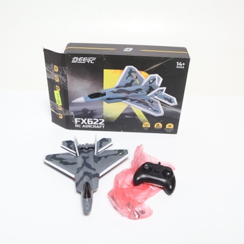 DEERC 2CH F22 Raptor RC lietadlo so svetlami, diaľkovo ovládaná stíhačka, 2,4 GHz 6osý gyroskopický