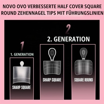 NOVO OVO Upgrade flexibilné polozakrývajúce mäkké gélové skladacie tipy na nechty s vodítkom pre